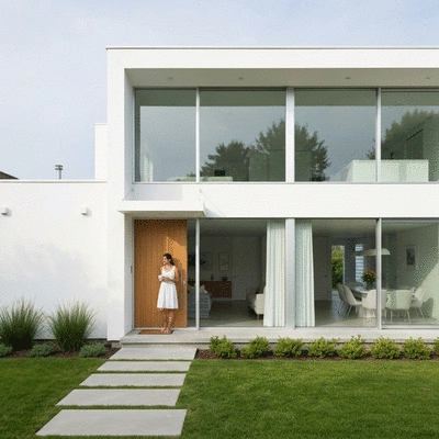 Family, including children and pets, enjoying a clean, pest-free home with natural light, symbolizing health benefits of eco-friendly solutions, clean image, no text